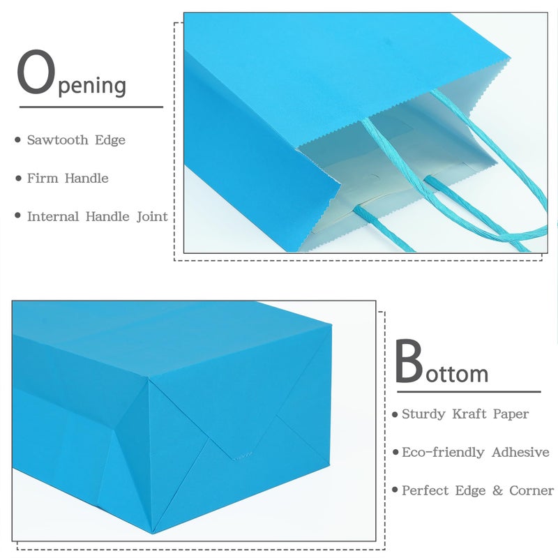AZOWA Blue Gift Bags Small Blue Kraft Paper Bags With Handles for Party Favors (5 x 3.1 x 8.2 in, 12 CT) - Image 4